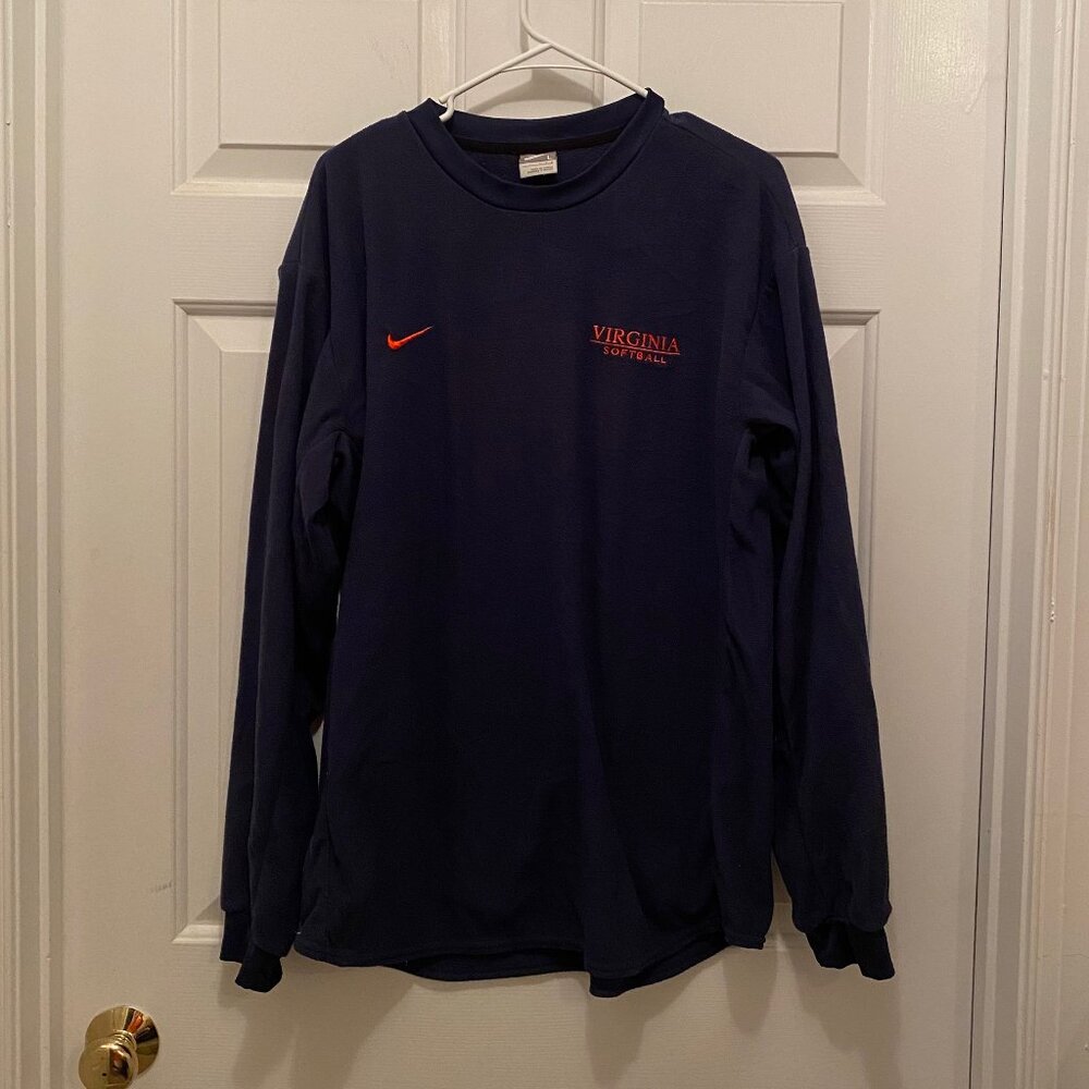 Virginia UVA Cavaliers Softball Team Issued Nike Blue Orange Pullover Large